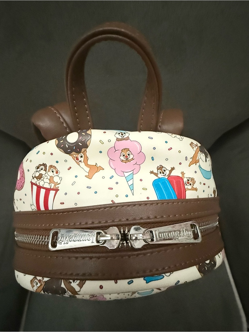 Disney Loungefly Cream Mini Backpack with Chip 'n' Dale Snack Print - Picture 6 of 6
